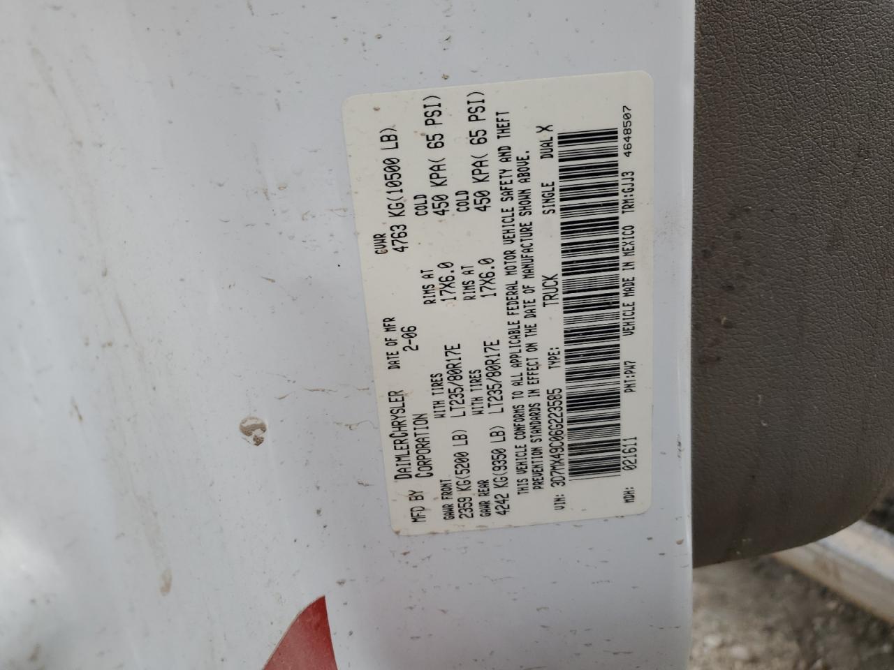 2006 Dodge Ram 3500 VIN: 3D7MX49C06G223585 Lot: 91413815