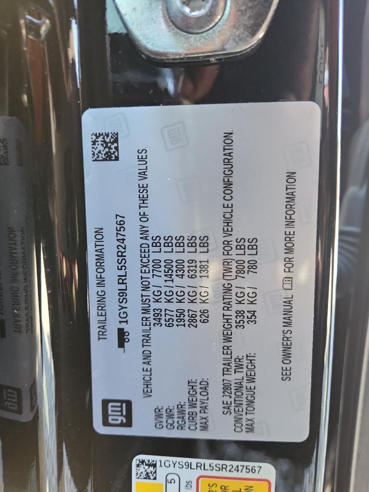 2025 Cadillac Escalade Esv Premium Luxury VIN: 1GYS9LRL5SR247567 Lot: 91051195