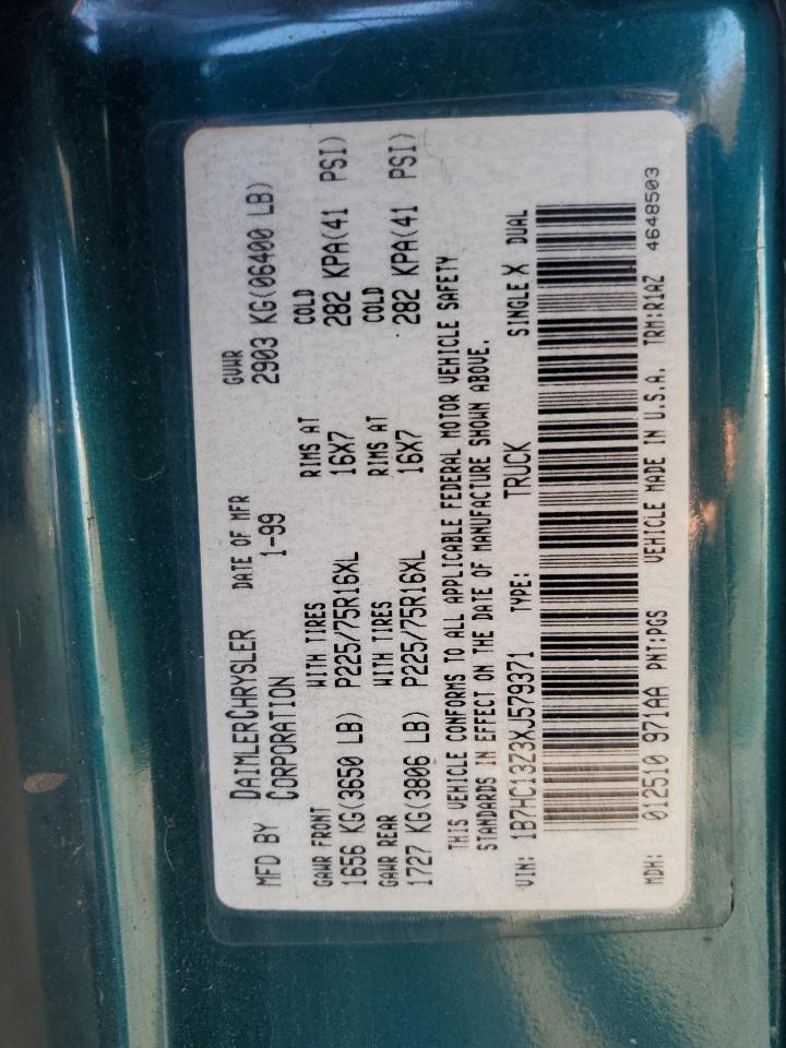 1999 Dodge Ram 1500 VIN: 1B7HC13Z3XJ579371 Lot: 91722705