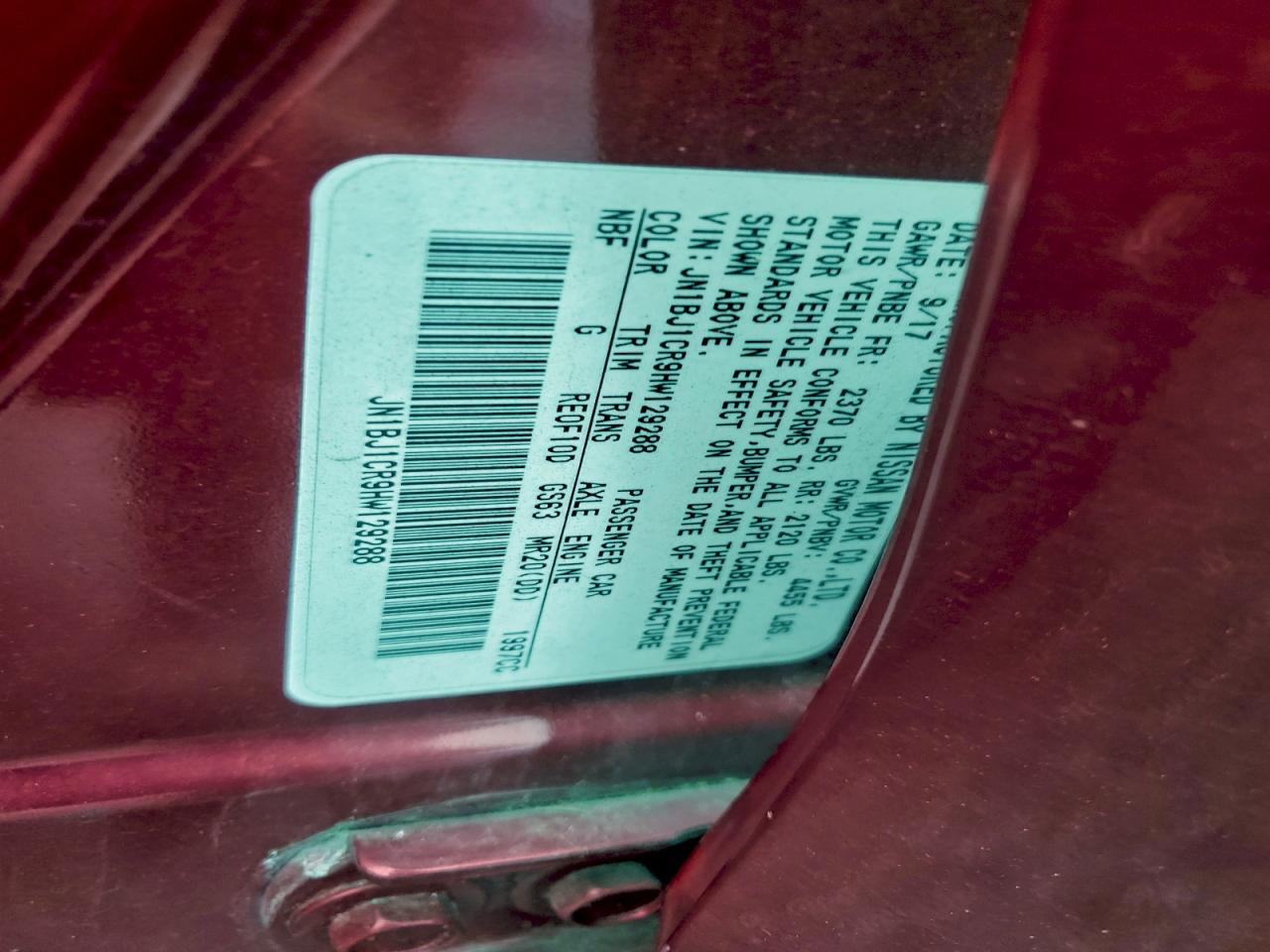 2017 Nissan Rogue Sport S VIN: JN1BJ1CR9HW129288 Lot: 94340675