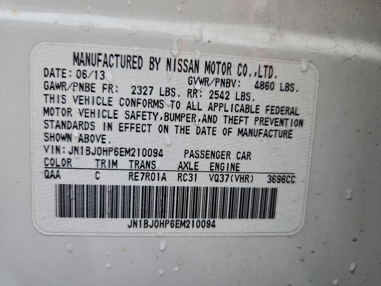 2014 Infiniti Qx50 VIN: JN1BJ0HP6EM210094 Lot: 93972315