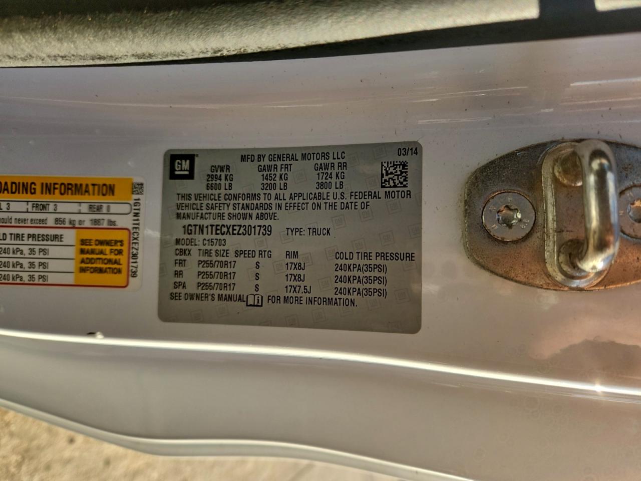 2014 GMC Sierra C1500 VIN: 1GTN1TECXEZ301739 Lot: 93508565