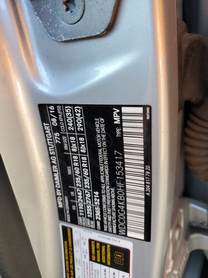 2017 Mercedes-Benz Glc 300 4Matic VIN: WDC0G4KB0HF153417 Lot: 92516635