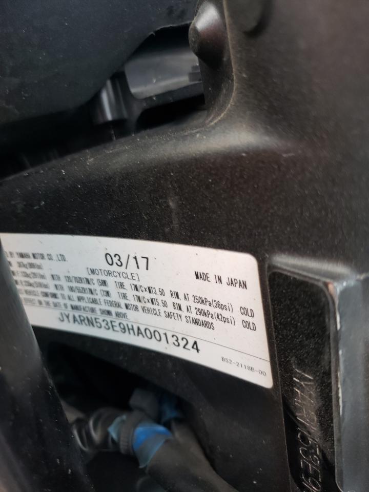 2017 Yamaha Fz09 VIN: JYARN53E9HA001324 Lot: 90643895