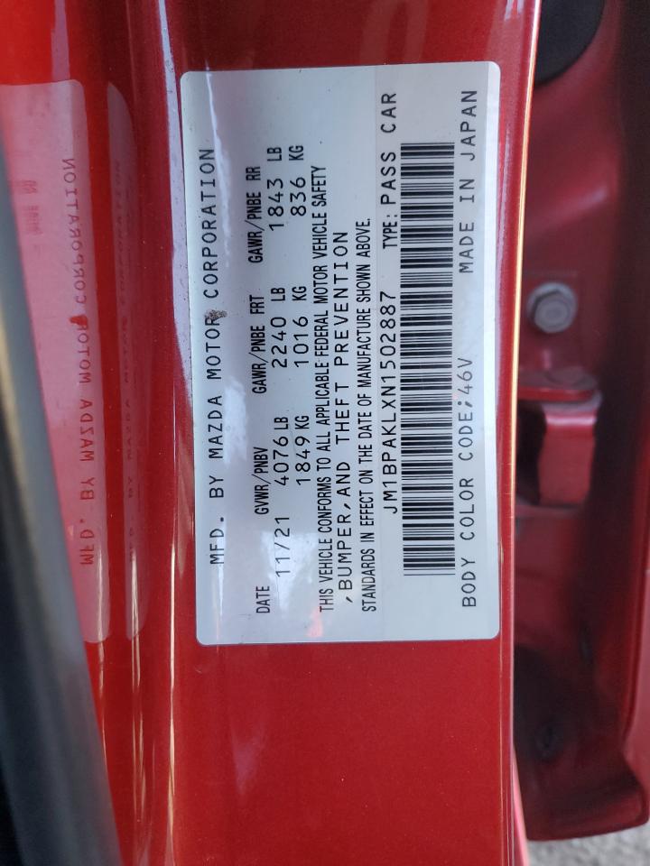 2022 Mazda 3 Select VIN: JM1BPAKLXN1502887 Lot: 91680835