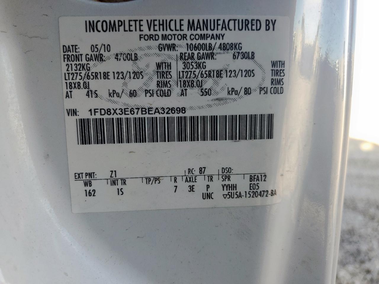 2011 Ford F350 Utility / Service Truck VIN: 1FD8X3E67BEA32698 Lot: 92864605