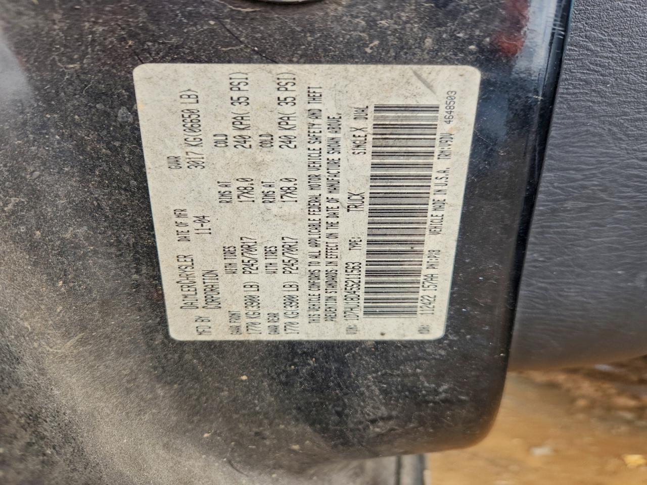 2005 Dodge Ram 1500 St VIN: 1D7HU18D45S211563 Lot: 92743705