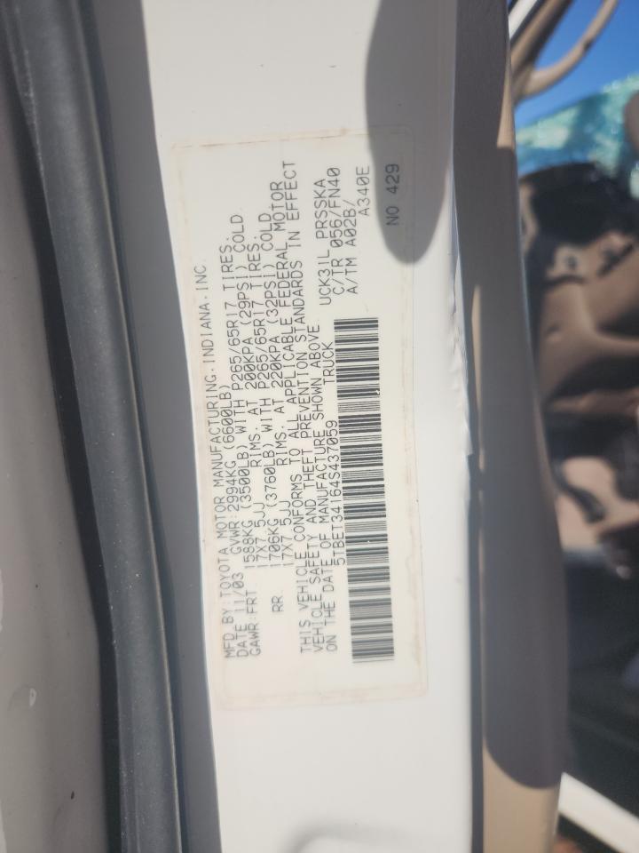 2004 Toyota Tundra Double Cab Sr5 VIN: 5TBET34164S437059 Lot: 91565805