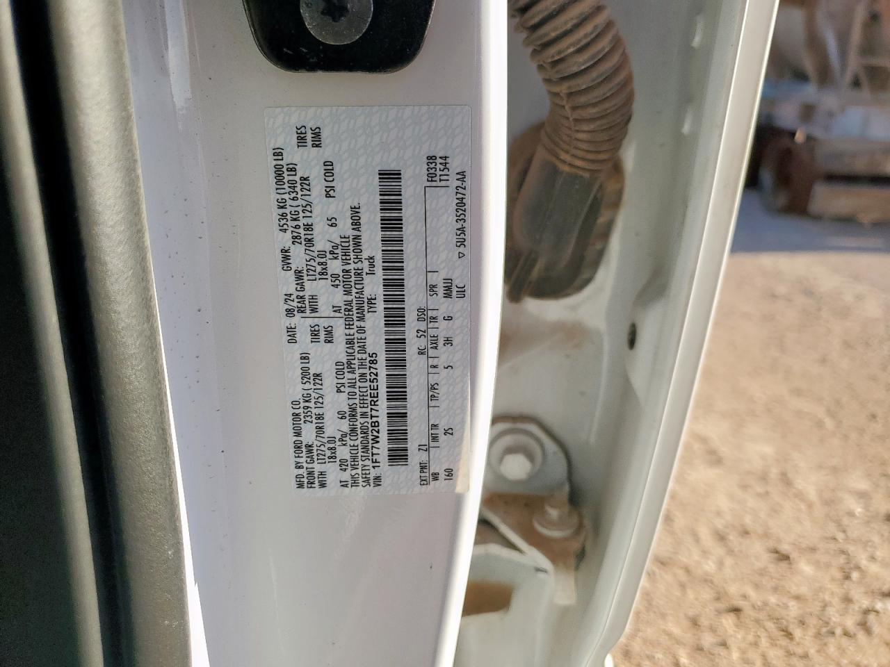 2024 Ford F250 Super Duty VIN: 1FT7W2BT7REE52785 Lot: 90885215