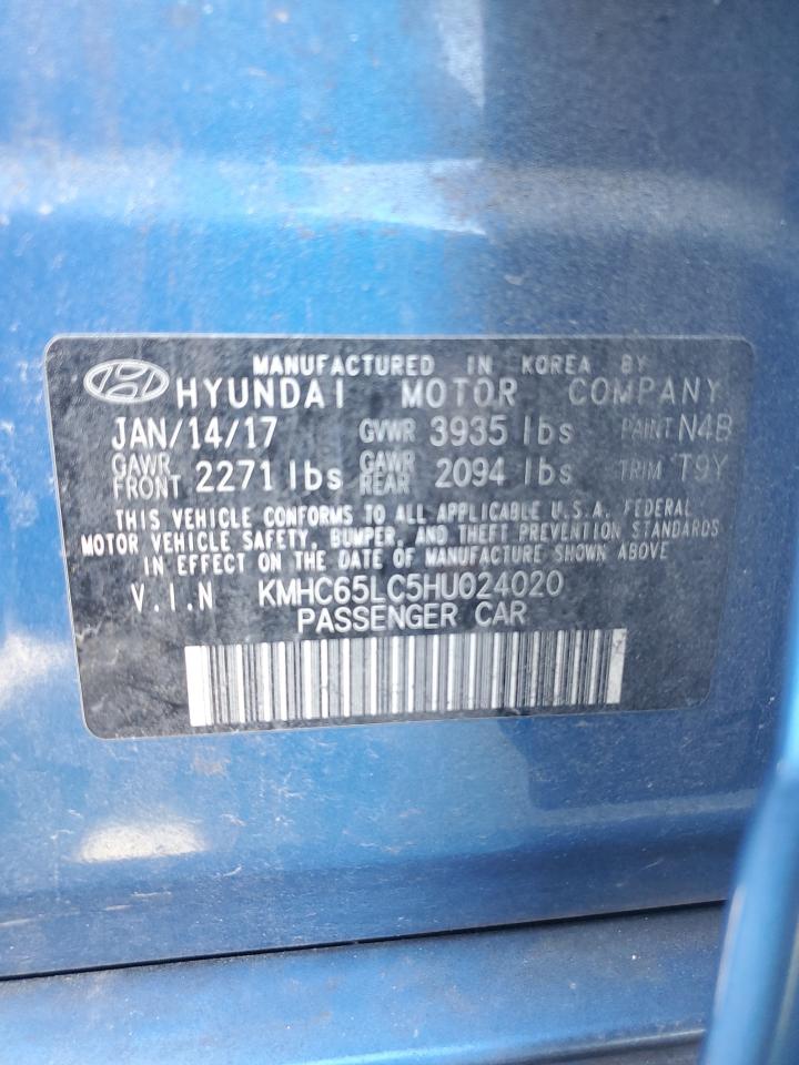 2017 Hyundai Ioniq Blue VIN: KMHC65LC5HU024020 Lot: 92610885