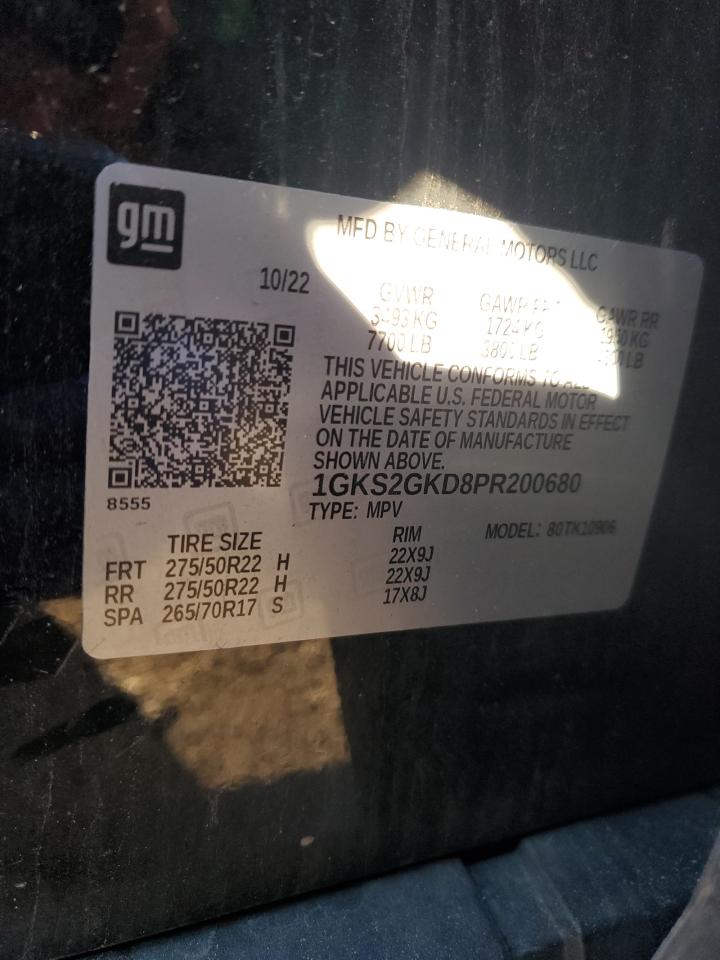 2023 GMC Yukon Xl K1500 Slt VIN: 1GKS2GKD8PR200680 Lot: 91867625