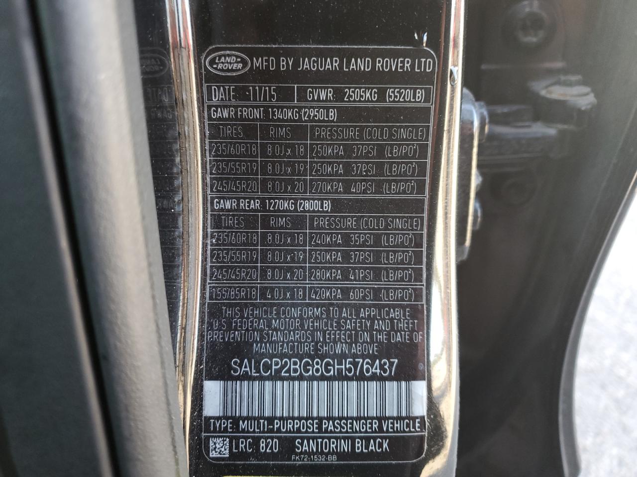 2016 Land Rover Discovery Sport Se VIN: SALCP2BG8GH576437 Lot: 92162275