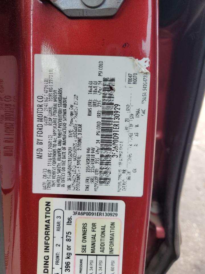 2014 Ford Fusion Titanium VIN: 3FA6P0D91ER130929 Lot: 93679415