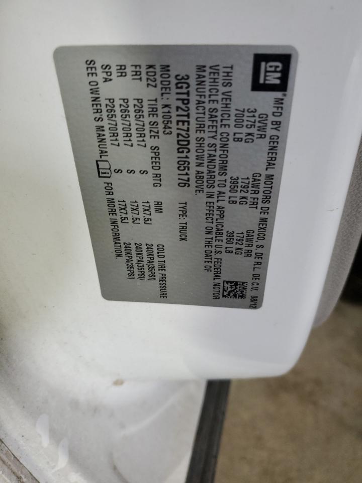 2013 GMC Sierra K1500 VIN: 3GTP2TE72DG165176 Lot: 92006855