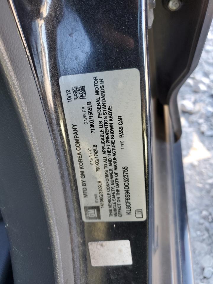 2013 Chevrolet Spark 2Lt VIN: KL8CF6S94DC523755 Lot: 92265805