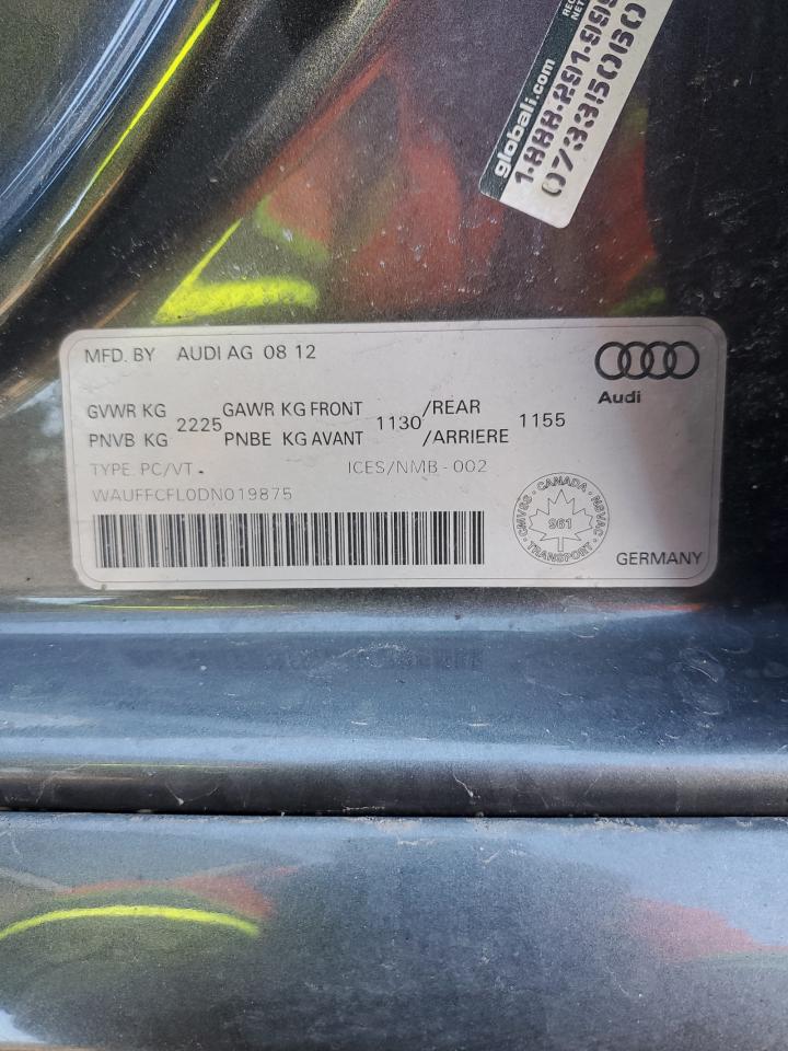 2013 Audi A4 Premium Plus VIN: WAUFFCFL0DN019875 Lot: 92939435