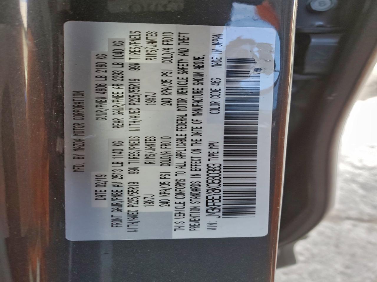 2019 Mazda Cx-5 Signature VIN: JM3KFBEY8K0580383 Lot: 94311755