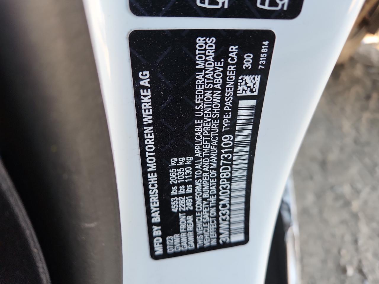 2023 BMW 230Xi VIN: 3MW33CM03P8D73109 Lot: 91361565