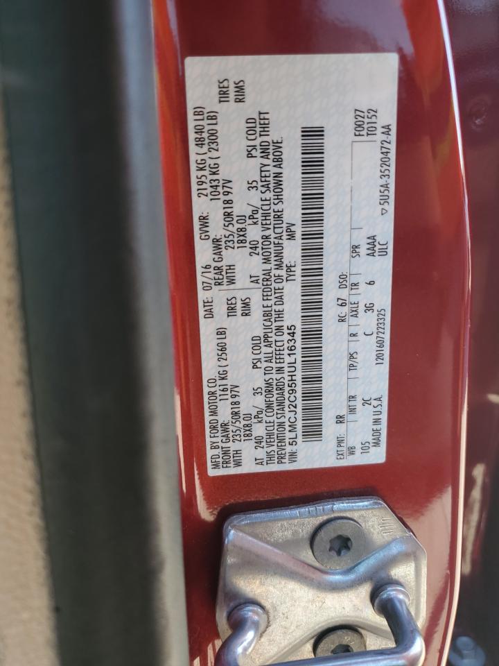 2017 Lincoln Mkc Select VIN: 5LMCJ2C95HUL16345 Lot: 91131685