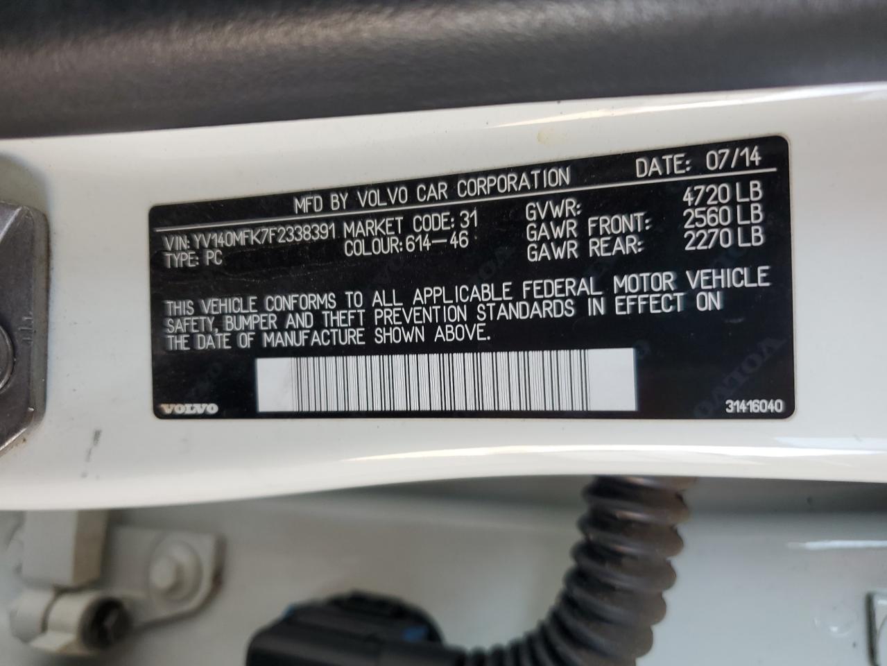 2015 Volvo S60 Premier VIN: YV140MFK7F2338391 Lot: 92955475