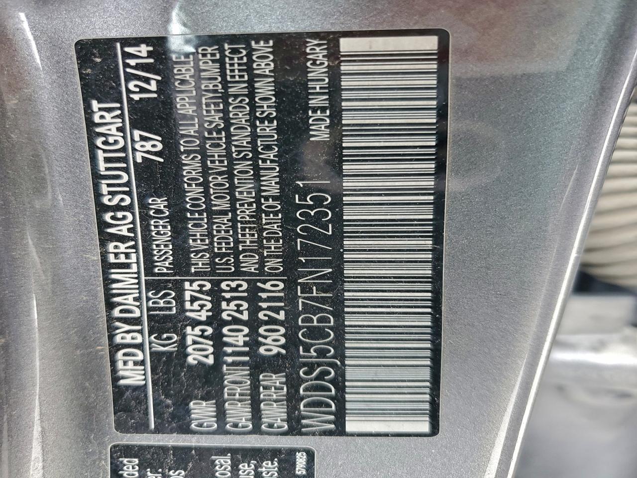 2015 Mercedes-Benz Cla 45 Amg VIN: WDDSJ5CB7FN172351 Lot: 93955765