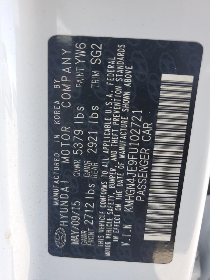 2015 Hyundai Genesis 3.8L VIN: KMHGN4JE9FU102721 Lot: 92642585