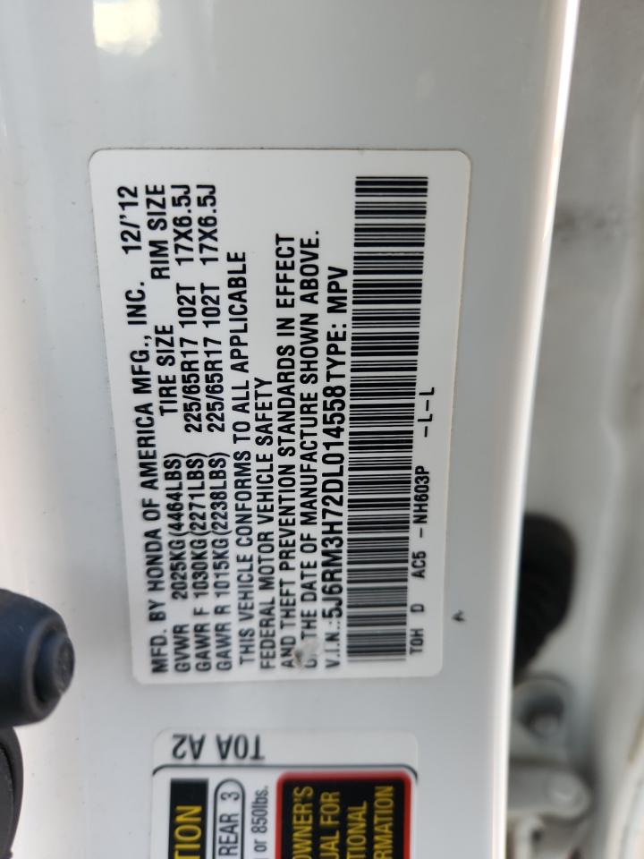 2013 Honda Cr-V Exl VIN: 5J6RM3H72DL014558 Lot: 92028145