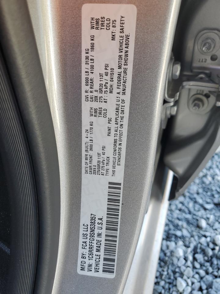 2025 Ram 1500 Big Horn/Lone Star VIN: 1C6RRFFG9SN538357 Lot: 91835245