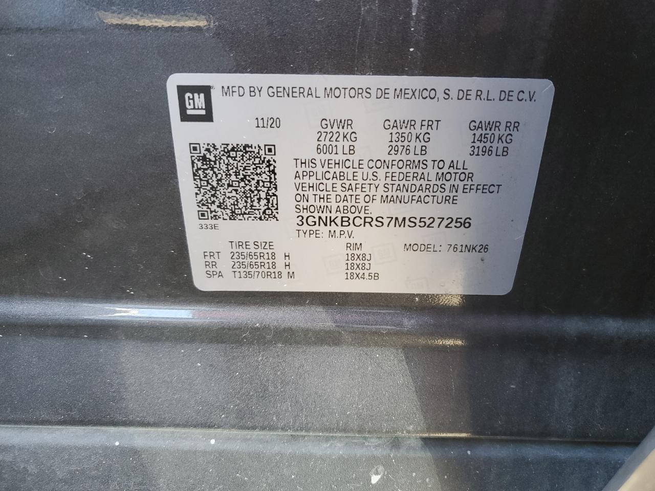 2021 Chevrolet Blazer 2Lt VIN: 3GNKBCRS7MS527256 Lot: 91797485