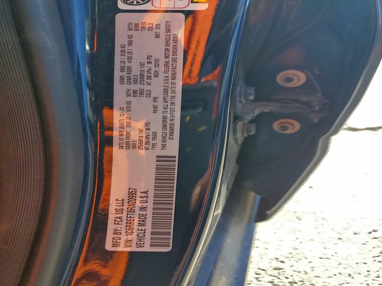 2024 Ram 1500 Big Horn/Lone Star VIN: 1C6RREFT8RN209957 Lot: 92530425