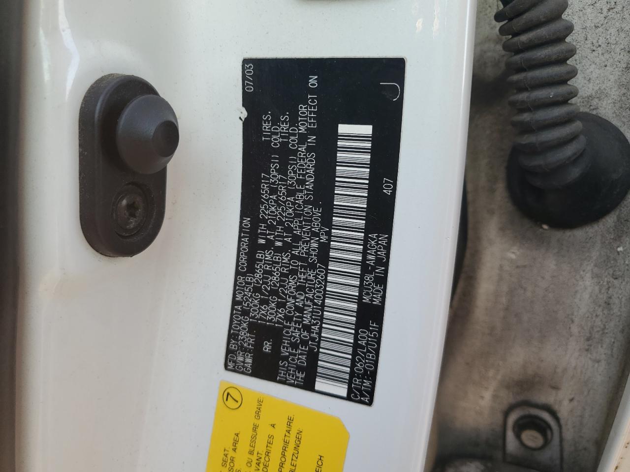 2004 Lexus Rx 330 VIN: JTJHA31U140032607 Lot: 93296475