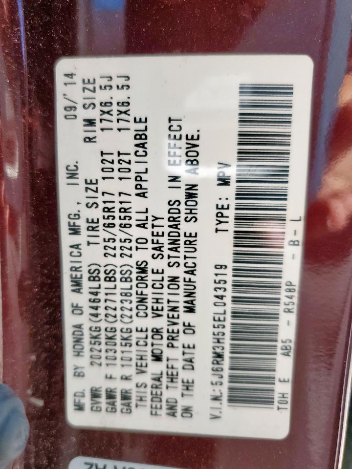 2014 Honda Cr-V Ex VIN: 5J6RM3H55EL043519 Lot: 91816845