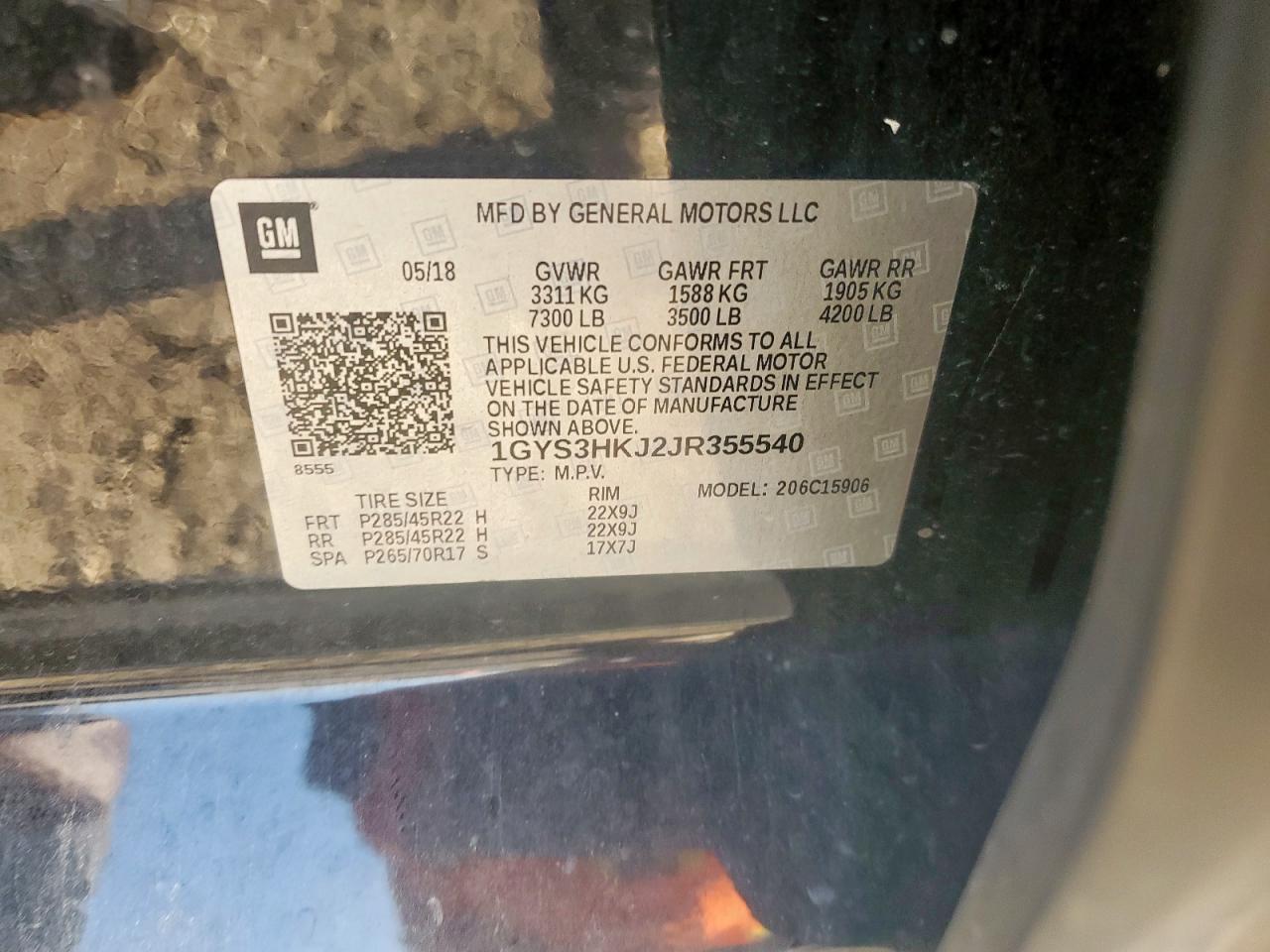 2018 Cadillac Escalade Esv Luxury VIN: 1GYS3HKJ2JR355540 Lot: 92126895