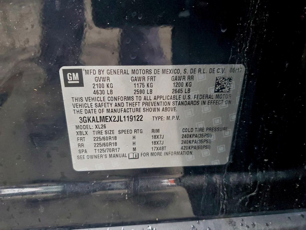 2018 GMC Terrain Sle VIN: 3GKALMEX2JL119122 Lot: 93329055