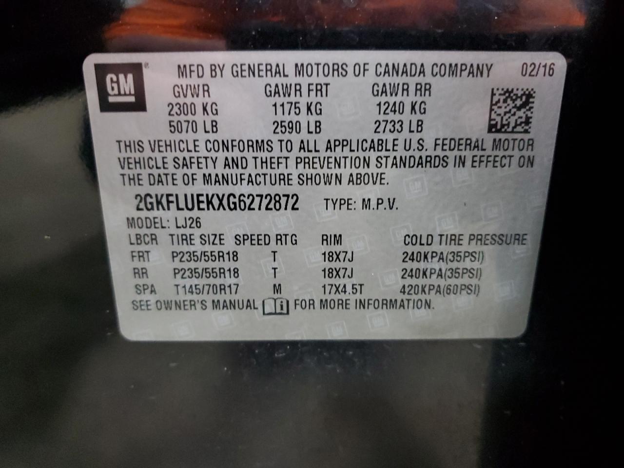 2016 GMC Terrain Slt VIN: 2GKFLUEKXG6272872 Lot: 92388165