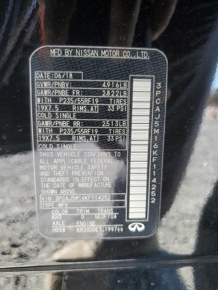 2019 Infiniti Qx50 Essential VIN: 3PCAJ5M16KF114252 Lot: 92272175