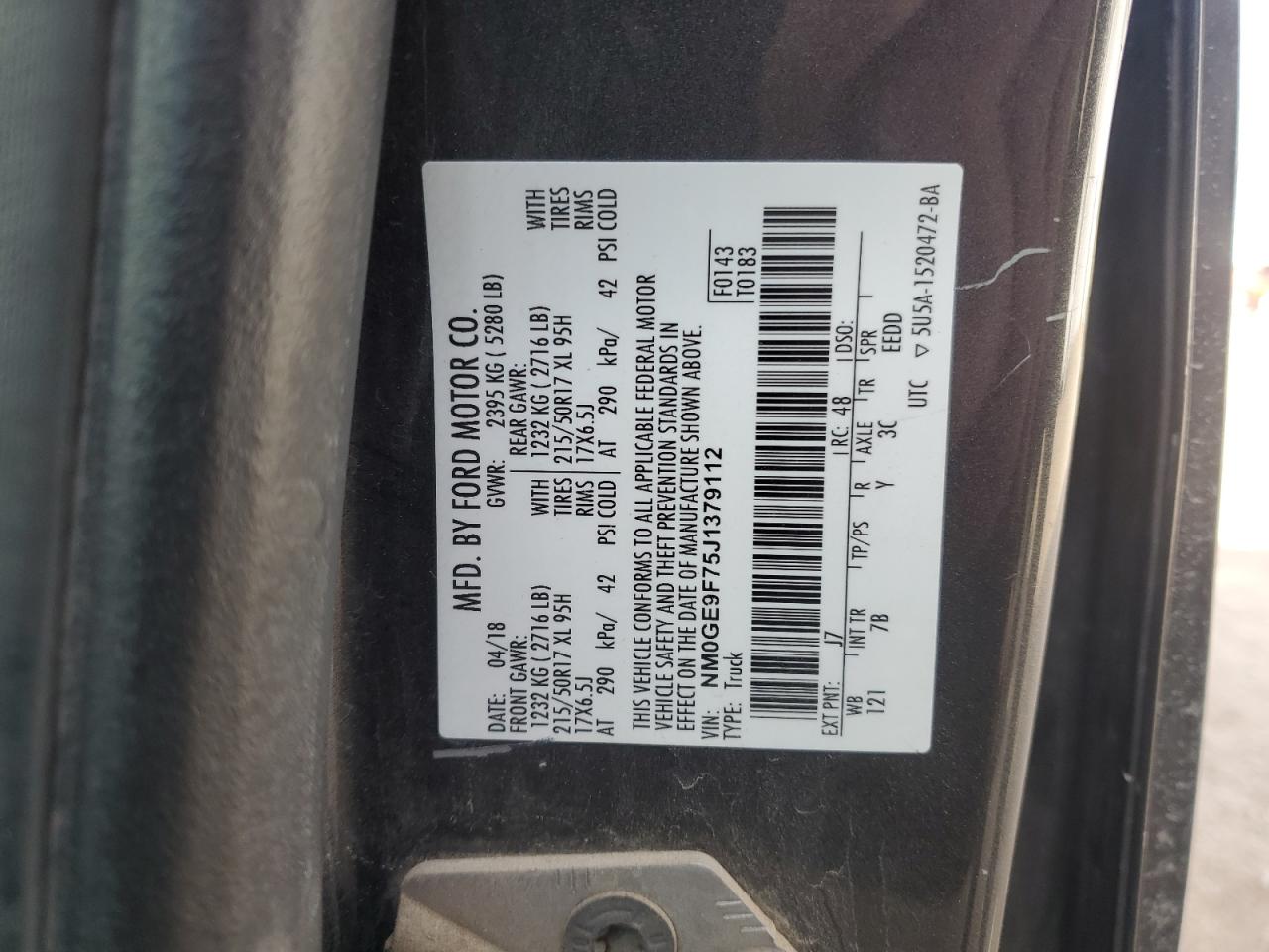 2018 Ford Transit Connect Xlt VIN: NM0GE9F75J1379112 Lot: 92445565