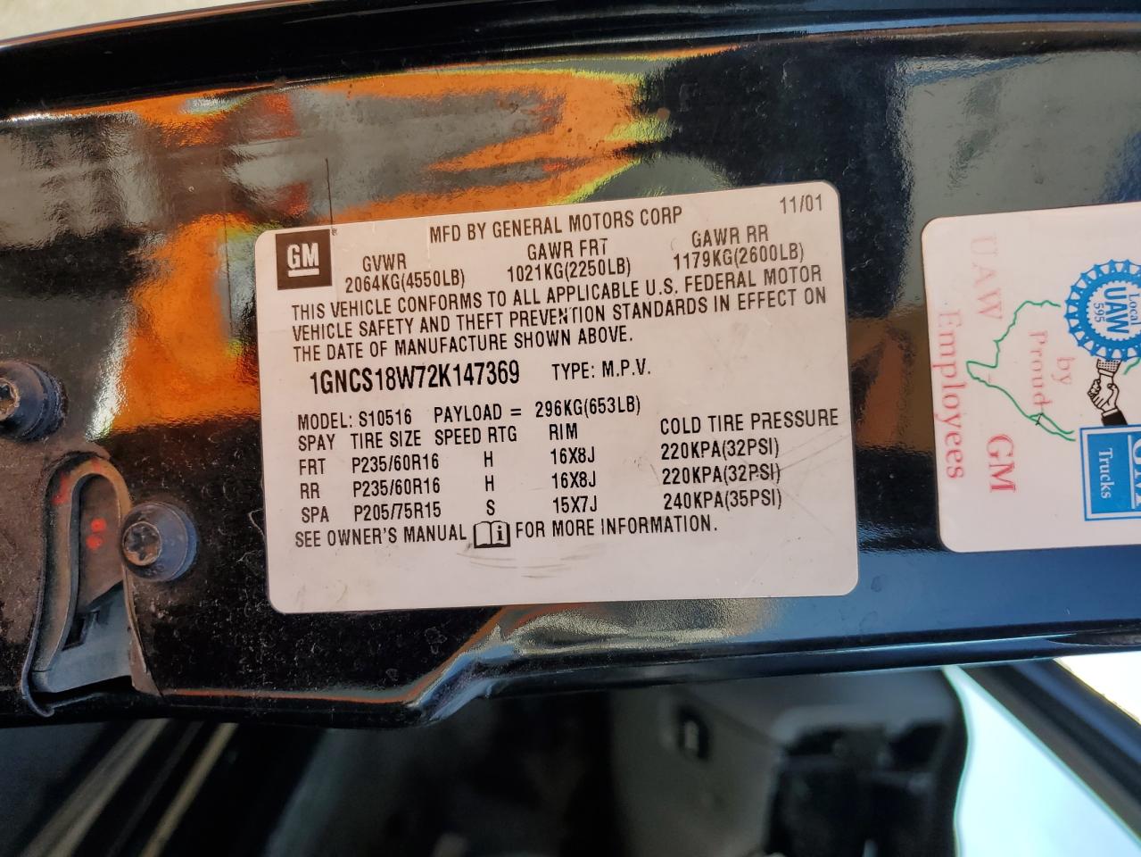 2002 Chevrolet Blazer VIN: 1GNCS18W72K147369 Lot: 91331725