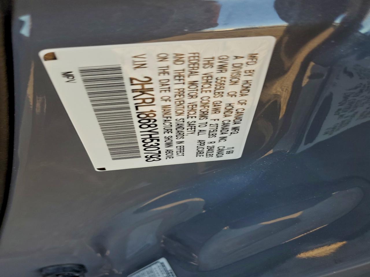 2000 Honda Odyssey Ex VIN: 2HKRL1868YH530793 Lot: 94798715