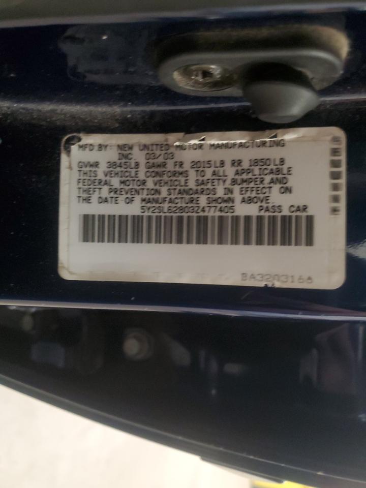 2003 Pontiac Vibe VIN: 5Y2SL62803Z477405 Lot: 93375125