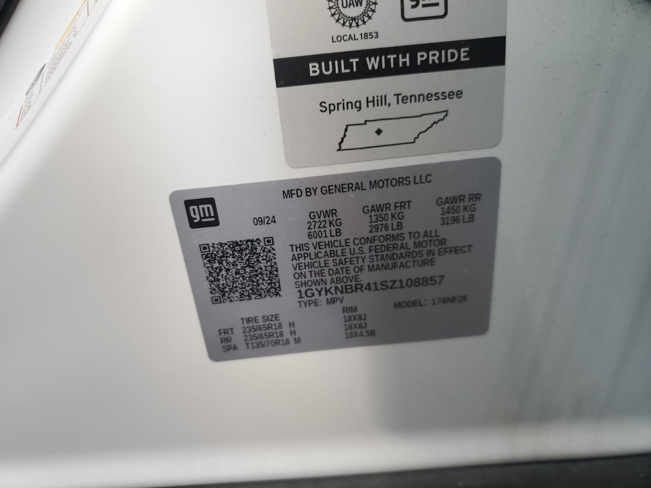 2025 Cadillac Xt5 Luxury VIN: 1GYKNBR41SZ108857 Lot: 92303135