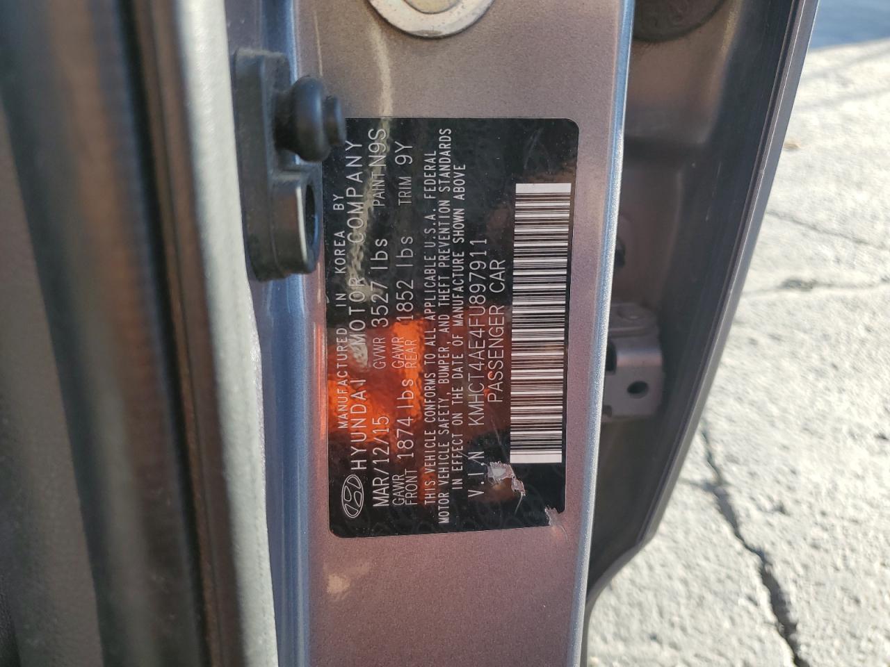 2015 Hyundai Accent Gls VIN: KMHCT4AE4FU897911 Lot: 92121285