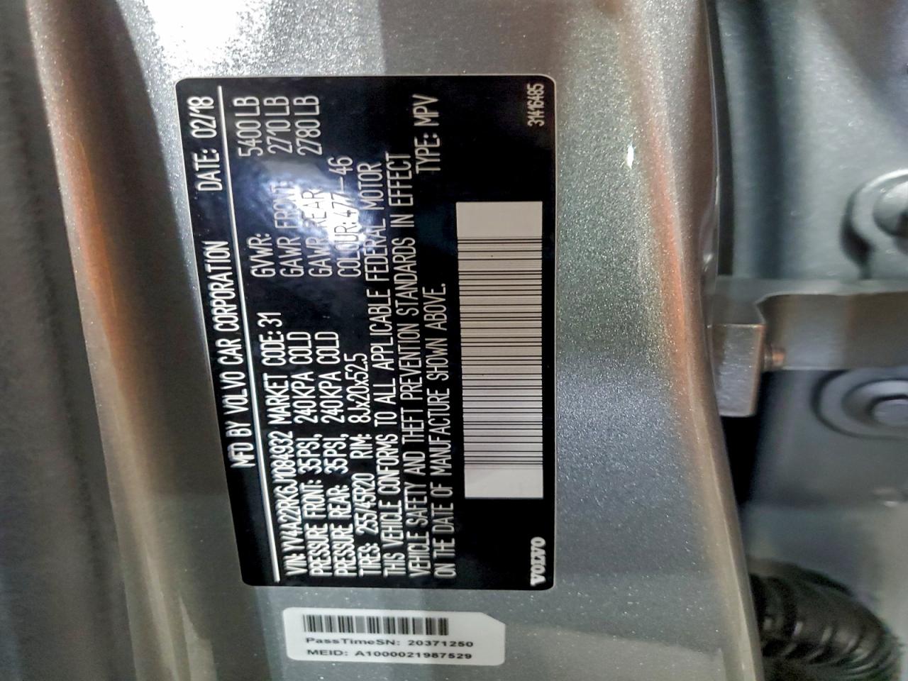 2018 Volvo Xc60 T6 Momentum VIN: YV4A22RK6J1084932 Lot: 93200315