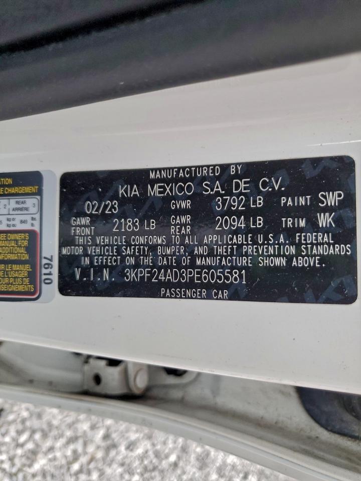 2023 Kia Forte Lx VIN: 3KPF24AD3PE605581 Lot: 94101795