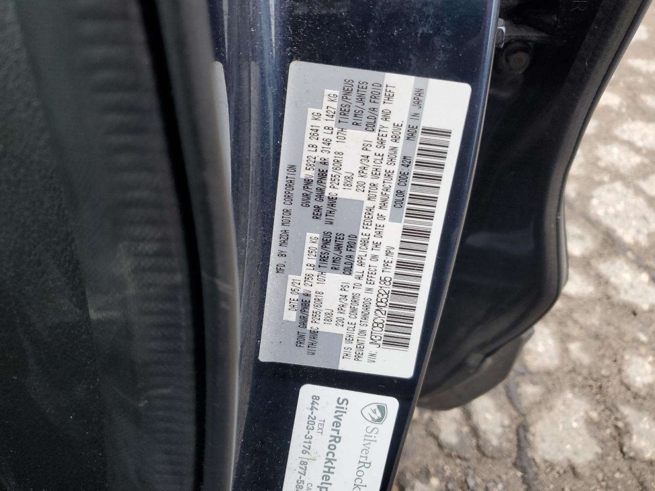 2021 Mazda Cx-9 Touring VIN: JM3TCBCY2M0532185 Lot: 87278335