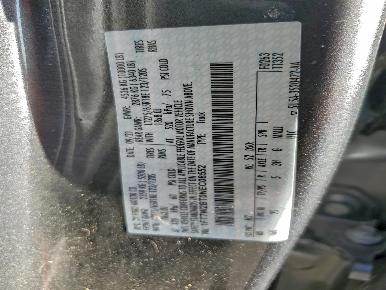 2022 Ford F250 Super Duty VIN: 1FT7W2BT0NEC08552 Lot: 90234705