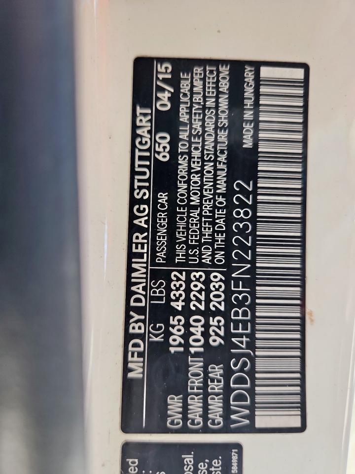 2015 Mercedes-Benz Cla 250 VIN: WDDSJ4EB3FN223822 Lot: 91413125