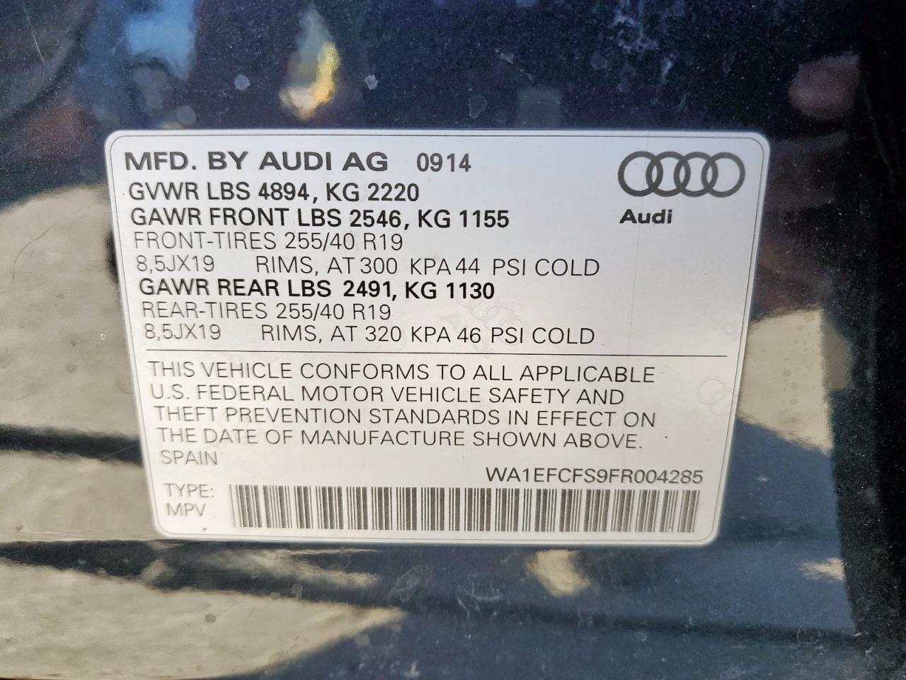 2015 Audi Q3 Premium Plus VIN: WA1EFCFS9FR004285 Lot: 92302005