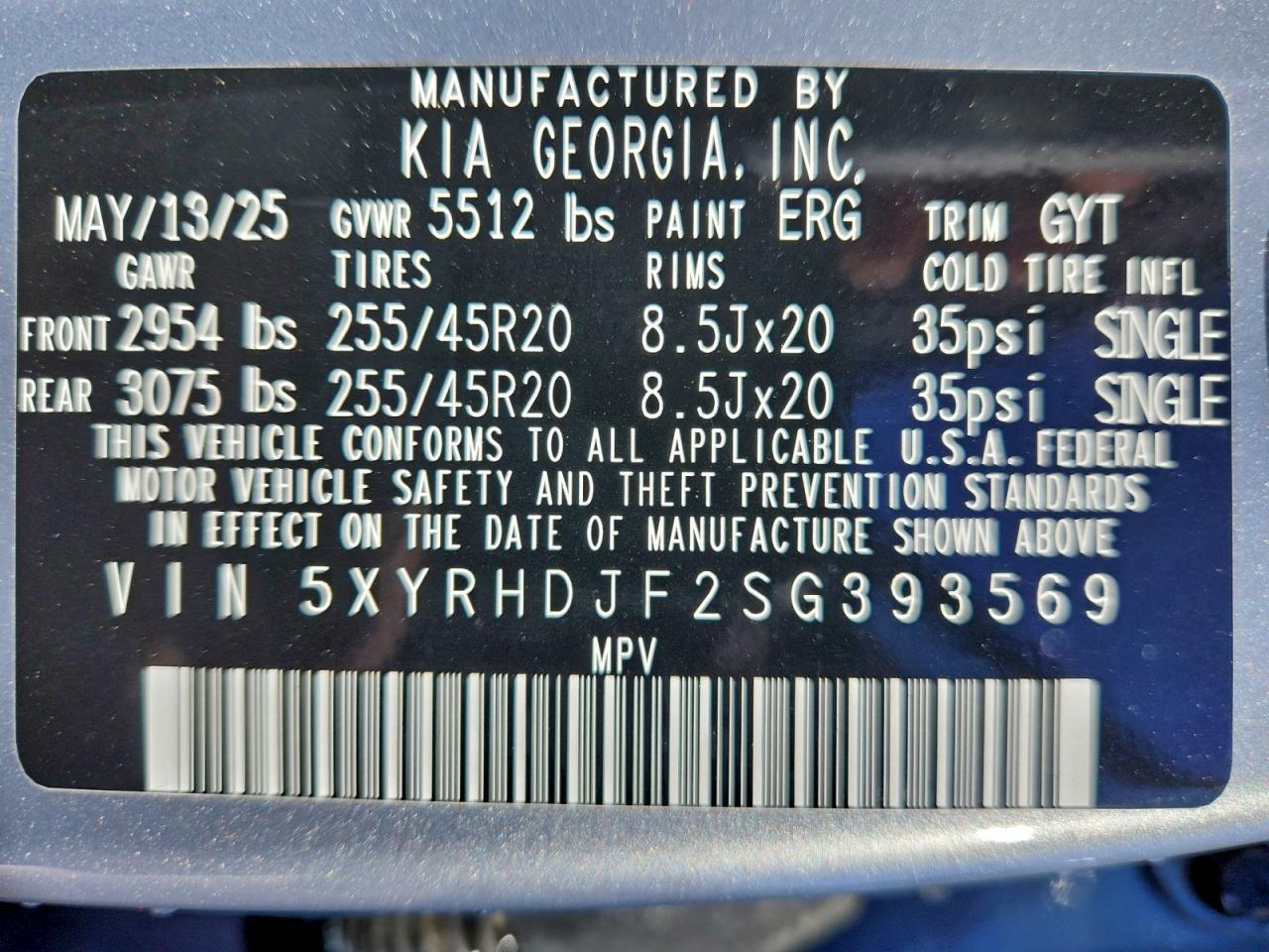 2025 Kia Sorento Ex VIN: 5XYRHDJF2SG393569 Lot: 94073295