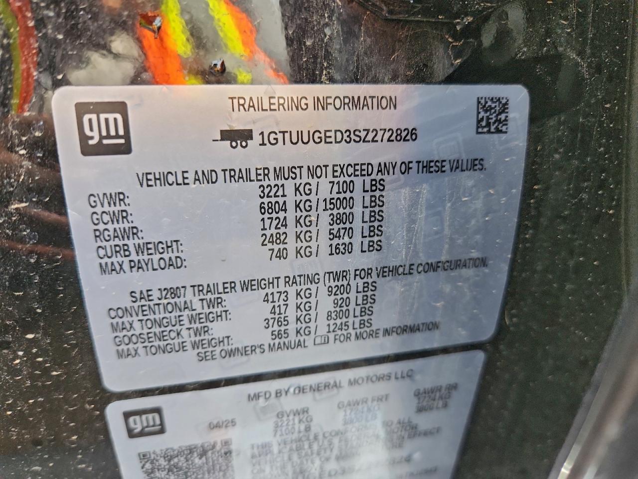 2025 GMC Sierra K1500 Denali VIN: 1GTUUGED3SZ272826 Lot: 93880255